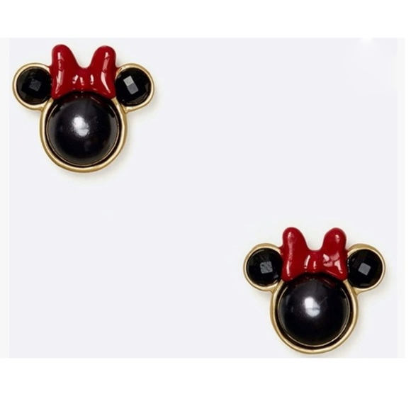 $59 Kate Spade x Disney Minnie Mouse Stud Earrings in black, red, and gold - Picture 5 of 5